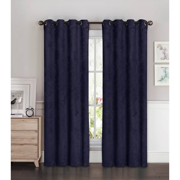 Bella Luna Faux Suede Room Darkening Grommet Curtain Panel Pair - Beige, 108x22 x 96x22