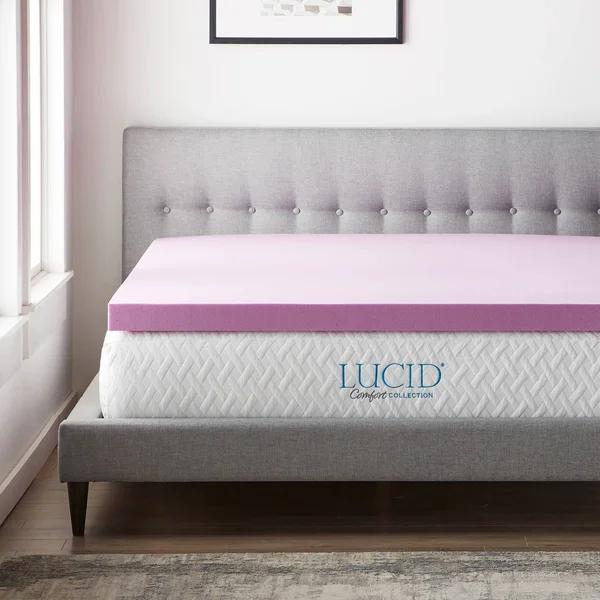 Lucid Comfort Collection - 3x22 Lavender Memory Foam Twin XL Mattress Topper
