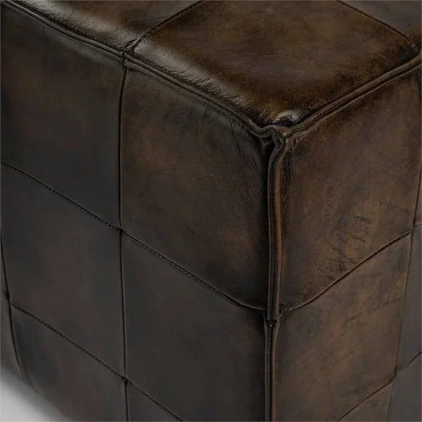 Beaumont Lane Dark Brown Leather Ottoman - BL-4754-2220315