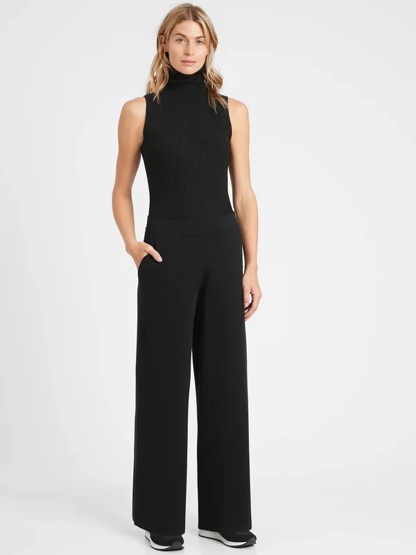 Banana Republic Women's Wide-Leg Sweater Pant Black Size Xs