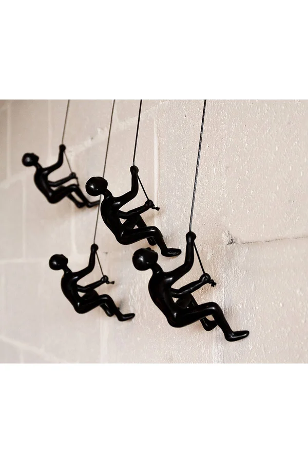 Black Climbing Man Wall Art - Pack of 4