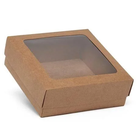 100ea - 8 x 8 x 2-1/2 Kraft Square Window Cookie Box by Paper Mart, Size: 8 x 8, Quantity Of: 100