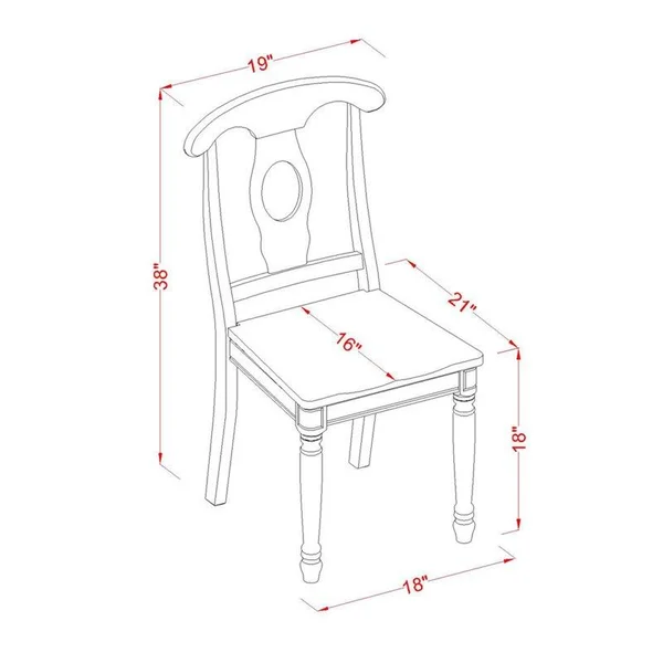 East West Furniture Napoleon Styled Chair with Wood SEAT - Set of 2