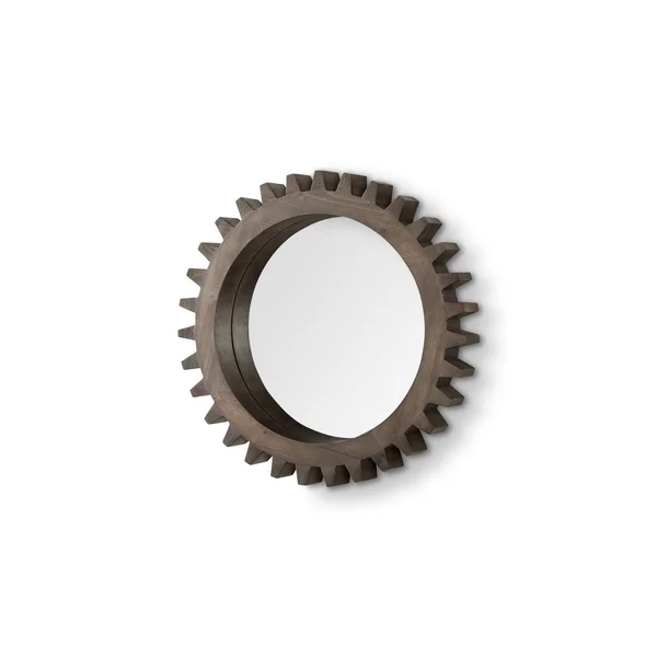 26x22 Round Natural Wood Frame Wall Mirror