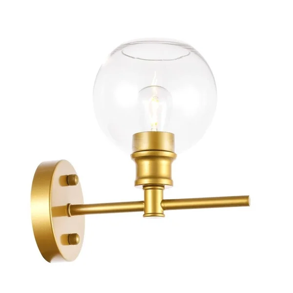 Collins 1-Light Upward Wall Sconce - 9.8/6 - 9.8/6 - Brass/Clear