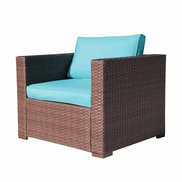 Outdoor Wicker Club Chair Armchair - Blue