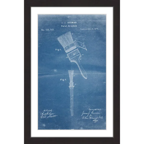 Paint Brush 1873 Blueprint Framed Painting Print, Multi-Color
