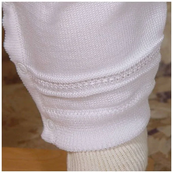Little Things Mean A Lot Baby Boys White Cotton Knit Long Sleeve Rib Pattern Christening Coverall NB-24M