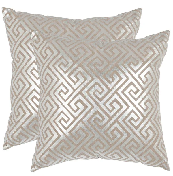 Safavieh Jayden 18x22 Throw Pillow in Silver (Set of 2)
