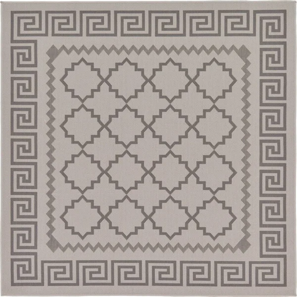 Unique Loom Outdoor Stars Area Rug - 6& x 6& Round - Gray