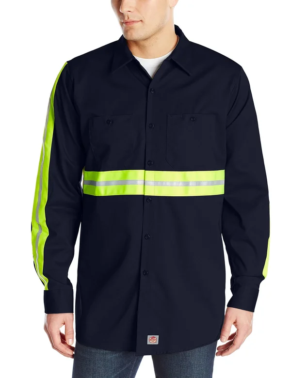 Red Kap Enhanced Visibility Cotton Work Shirt - SC30 - Navy, XXL