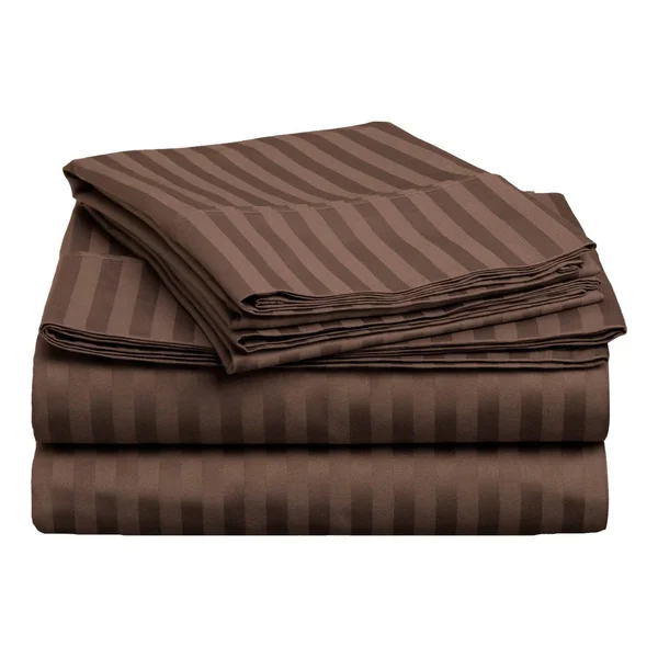 Superior 400 Thread Count Deep Pocket Stripe Cotton Sateen Sheet Set - Full/White