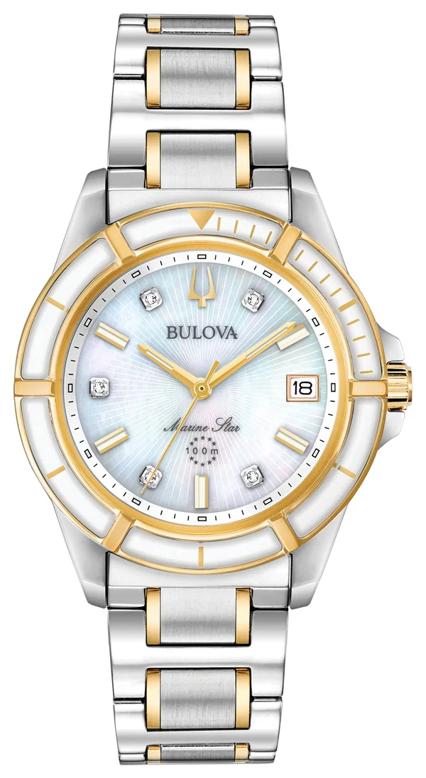 Bulova Women's Diamond Marine Star Watch, Two Tone