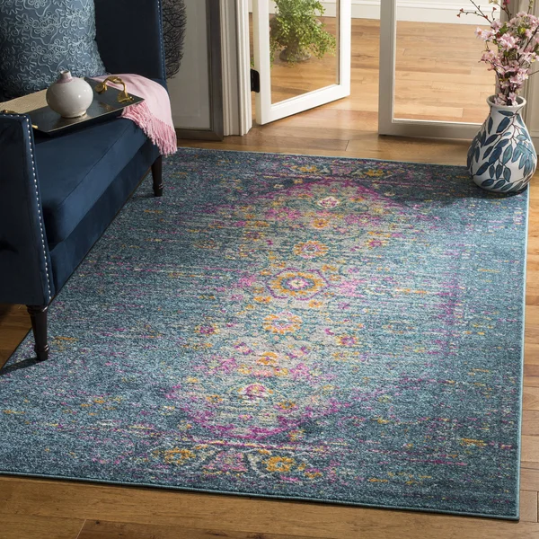 Safavieh Madison Blue/ Fuchsia Rug (9& x 12&)