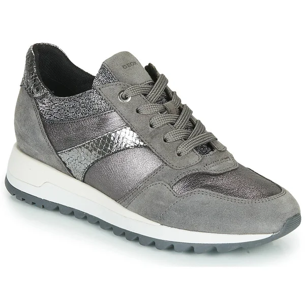 Geox Woman Sneakers Lead Size 6 Soft Leather, Textile fibers