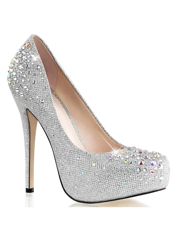 Fabulicious DEST06R_SGFA-7 1 in. Hidden Platform Pump Shoe - Silver, Size 7
