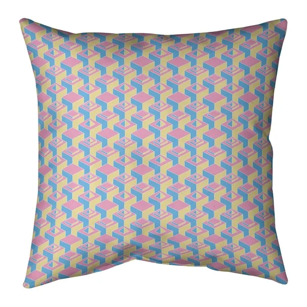 Blue Color Contrast Skyscrapers Pattern Throw Pillow - 18 x 18 - Blue & Red - Polyester