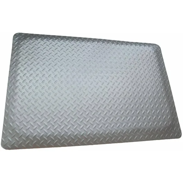 Rhino Anti-Fatigue Mats Diamond Plate Anti-Fatigue Mat Gray 4 ft. x 12 ft. x 9/16 in. Commercial Mat