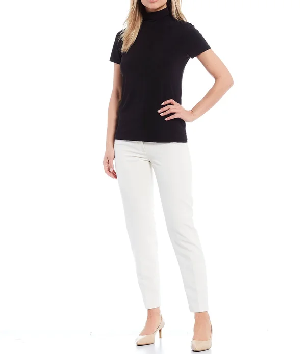 Anne Klein Women's Short Sleeve Mock Neck Top - Anne Black - XL