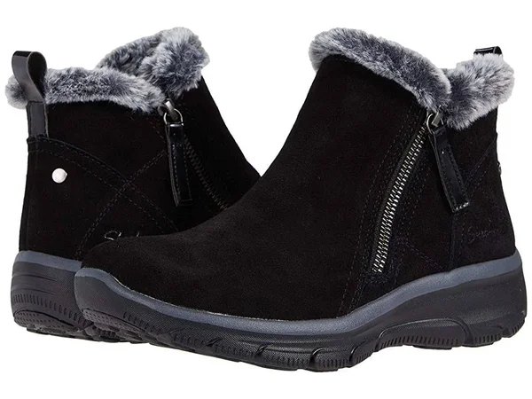 Skechers Easy Going - High Zip Women's Shoes Black : 5.5 B - Medium