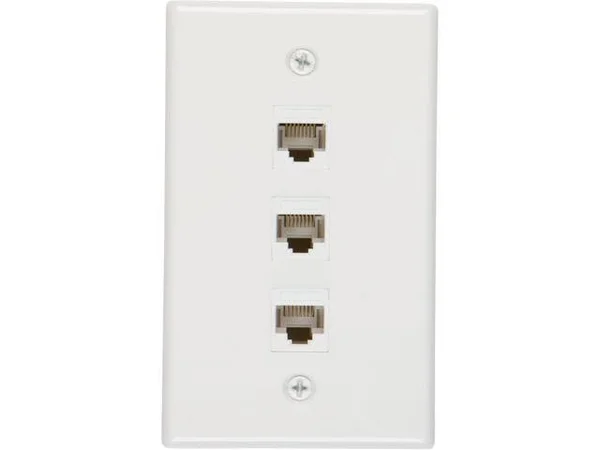 Buyer&s Point 3 Port Cat6 Wall PLATE, Female-Female with Single Gang Low Voltage Mounting Bracket Device Pack of 5 White 3 Port