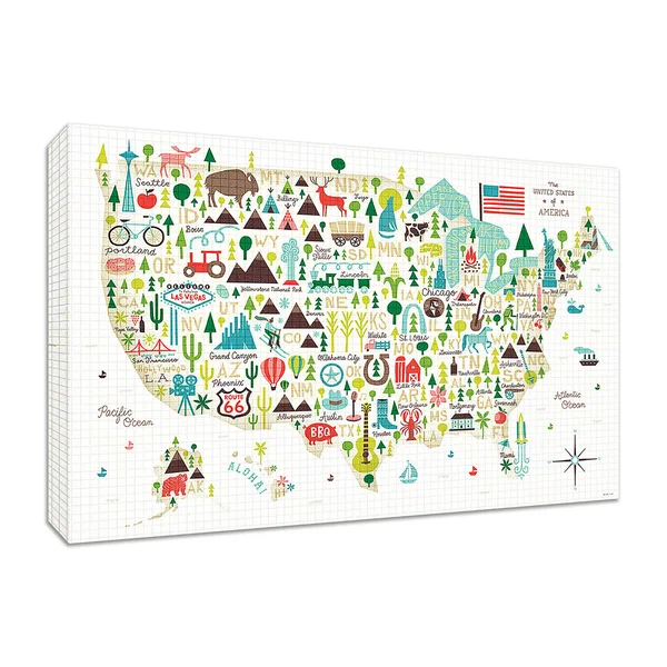 Illustrated USA by Michael MullanFramed Painting Print Framed Painting