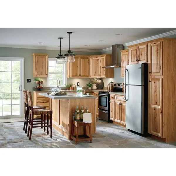 Diamond Now Denver 36-in W x 35-in H x 23.75-in D Natural Hickory Sink Base Stock Cabinet