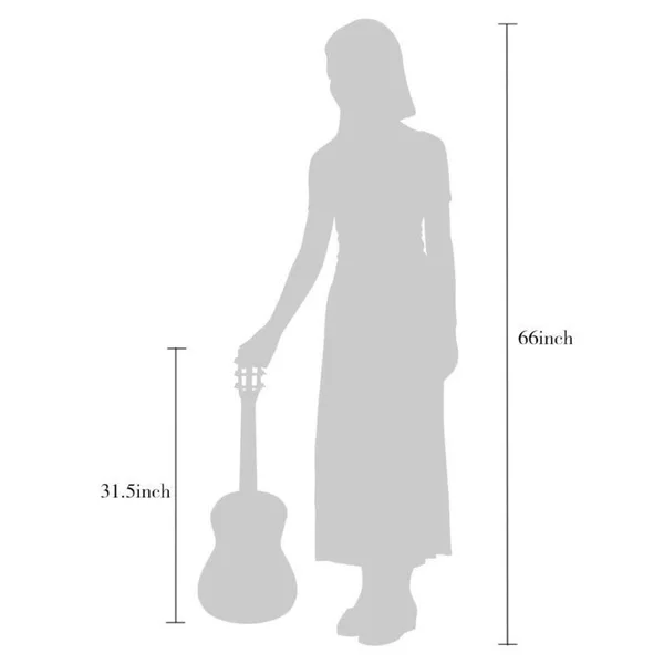 ADM Beginner Classical Guitar 30 inch Nylon Strings Bundle with Carrying Bag & Accessories - Natural Gloss