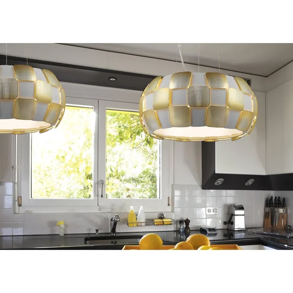 Access Lighting 50906-wh-gld Layers Five Light Pendant - White Shade Gold