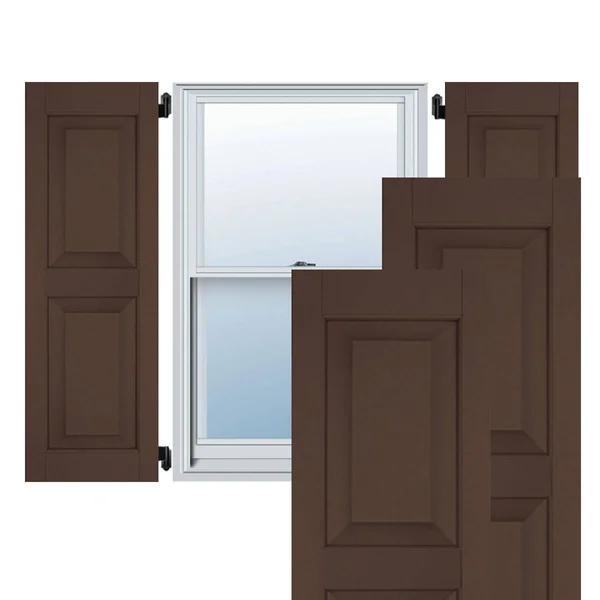 Ekena Millwork 12 in. x 76 in. Exterior Real Wood Western Red Cedar Raised Panel Shutters Pair Tudor Brown