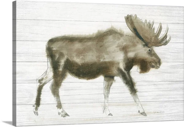 Dark Moose on Wood Crop, Canvas Wall Art, 48x32, Great Big Canvas