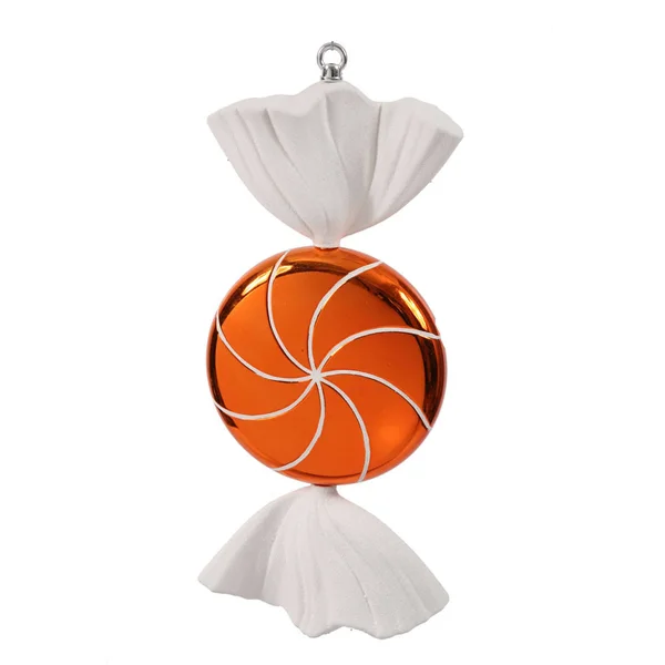 Vickerman 18.5x22 Orange-White Swirl Candy Christmas Ornament