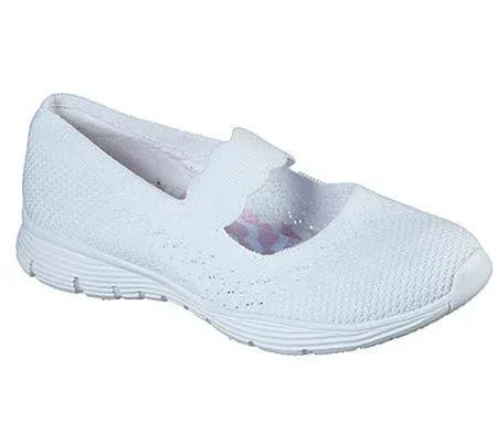 Skechers Flat-Knit Mary Janes - Seager Power Hitter - Size 5 Medium, White
