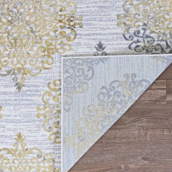 Couristan Calinda Montebello Steel Blue-Ivory Area Rug 9 Foot 2 inch x 12 Foot 5 inch