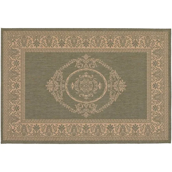 Couristan Recife Antique Medallion Area Rug - Green/Natural, 8&6x22 Round