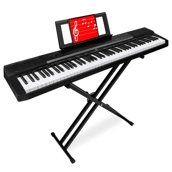 Best Choice Products 88-Key Digital Piano Set with Weighted Keys - Sustain Pedal and Stand, Black