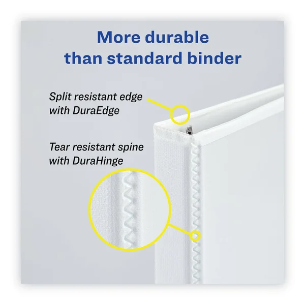 Avery Heavy-Duty Non Stick View Binder with DuraHinge and Slant Rings - 3 Rings, 4x22 Capacity, 11 x 8.5, White, 2/Pack
