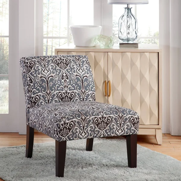 Armless Slipper Accent Chair - Midnight Scroll - Blue