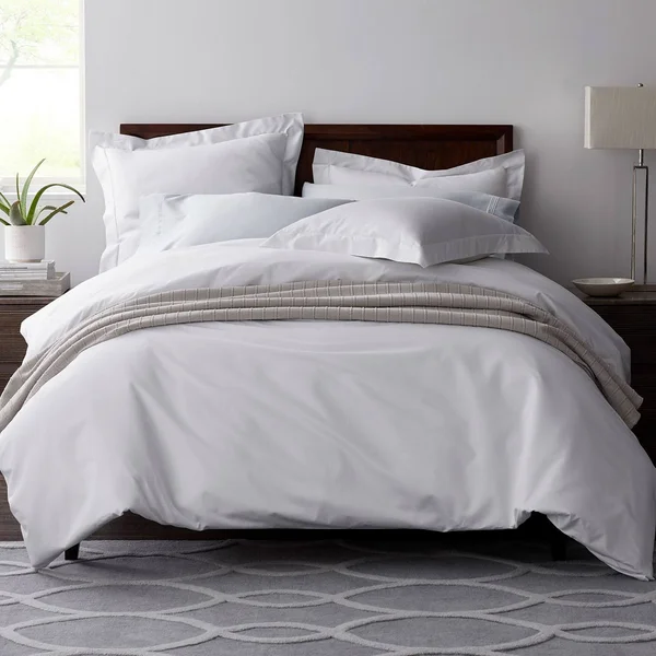 The Company Store Legends Hotel Cream Solid Oversized King Egyptian Cotton Sateen Duvet COVER, Ivory