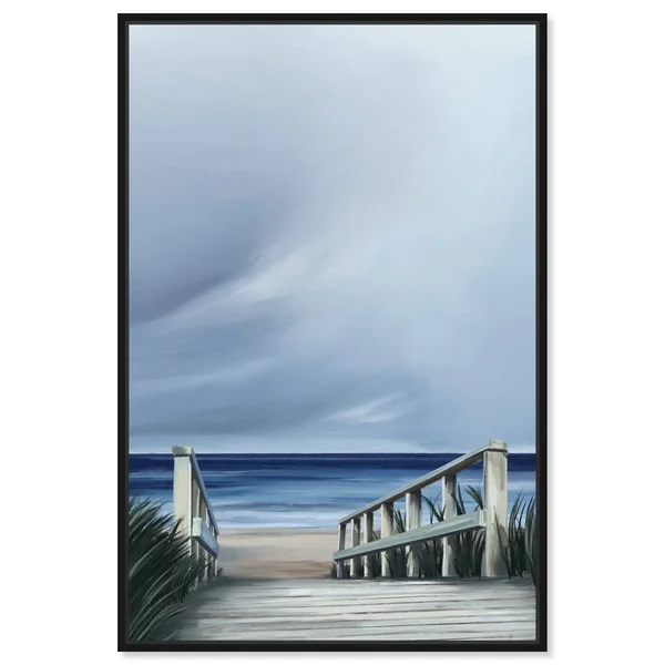 Oliver Gal 'Clouds on Vacation' Nautical and Coastal Wall Art Framed Canvas Print Coastal - White - Brown - 20 x 30 - Black