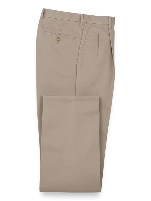 Men's Pants - Classic Fit in Solid Khaki Non Iron Cotton, Paul Fredrick