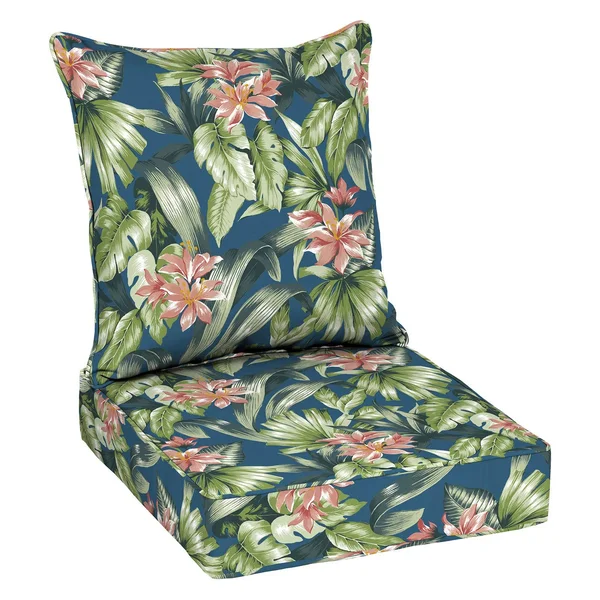 Better Homes & Gardens Teal Breezy Tropical 48 inchl x 24 inchw Outdoor Patio Deep Seating Cushion Set, Blue