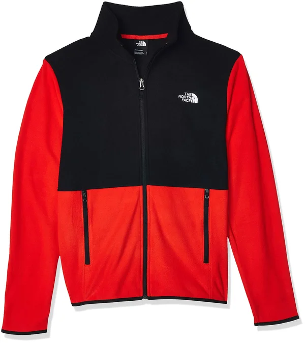 The North Face Men's TKA Glacier Full Zip Jacket Fiery Red/TNF Black, XXL