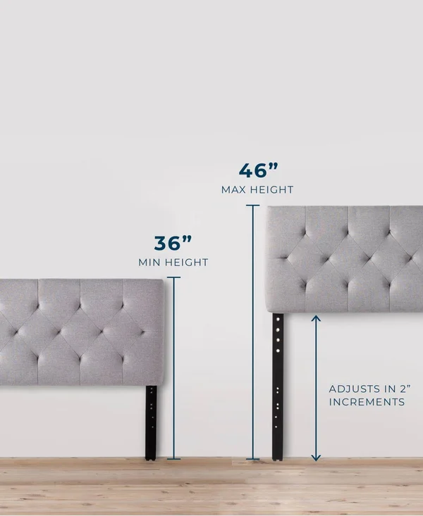 Dream Collection by Lucid Diamond Tufted Mid Rise Headboard, Queen - Gray