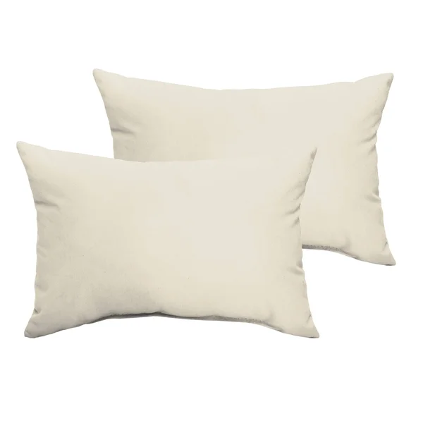 Humble & Haute Sunbrella Ivory Indoor/Outdoor Knife Edge Lumbar Pillow (Set of 2) - 14x22 x 24x22