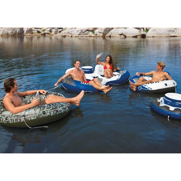 Intex River Run II Inflatable Pool Tube Float & Floating Lake Raft (3 Pack)