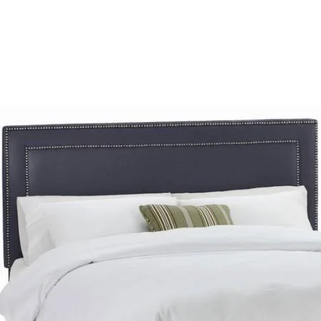 Alligood Nail Button Border Upholstered Panel Headboard Willa Arlo Interiors Upholstery: Twill Navy - Size: Twin