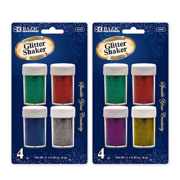 Bazic 8g - 0.28 oz. 4 Primary Color Glitter Shaker