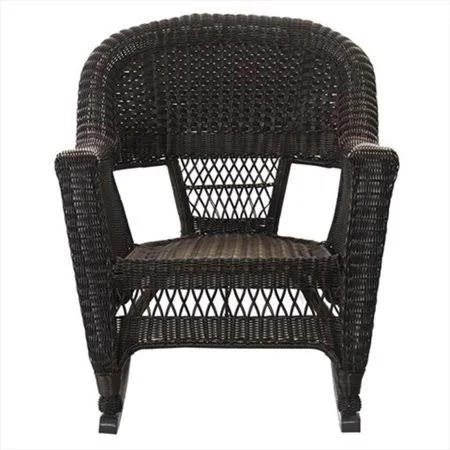 Jeco W00201r-a-2-rces016 3 Piece Espresso Rocker Wicker Chair Set with Orange CUSHION - Men's, Size: 28.25 x 33.5 x 36