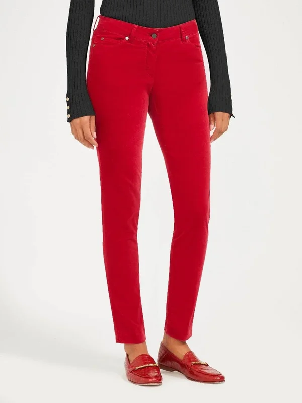 J.Mclaughlin Women's Watson Velvet Jeans Red Solid - Size 14